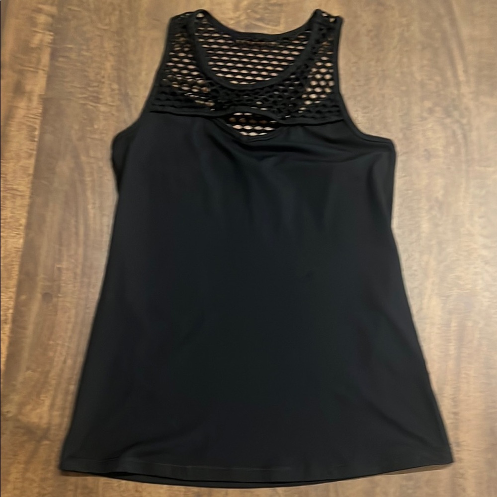 2/$15 Yogalicious Black Sleeveless Mesh Top